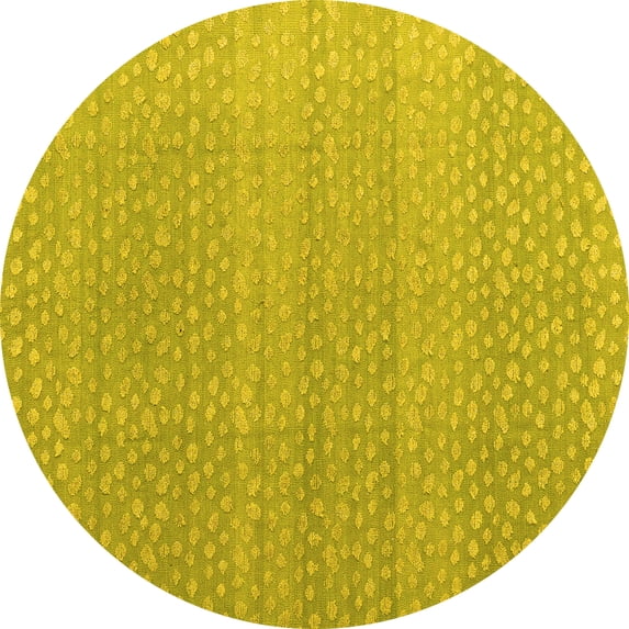 Ahgly Company Indoor Round Abstract Yellow Modern Area Rugs, 4' Round