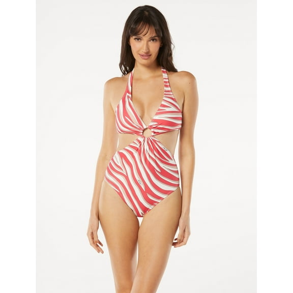 Michael Kors GERANIUM Printed O-Ring Cutout One-Piece Swimsuit, US 10