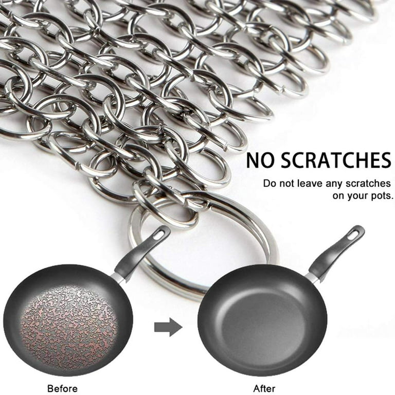 Cast Iron Cleaner Stainless Steel Chainmail Scrubber for Skillet Wok Pot  Pan Pre-Seasoned Pan BBQ Grill Brus Kitchen Accessories