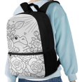 thumbnail image 4 of Uourmeti Lightweight 17 Inch School Bag for Travel Outdoor, Large Capacity Smooth Zipper Easy To Carry Backpack, Frog Rose Line Design, 4 of 6