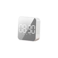 thumbnail image 2 of Multifunctional Digital Mirror Clock, LED Silent Desk Clock with Sound-Activated Display, Temperature, Date, Alarm, Power Supply Options for Home, Office, Kitchen Use, Black/White, 2 of 8