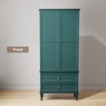 thumbnail image 5 of HLR 71" Tall Modern Wood Armoire Wardrobe Closet, Freestanding Cabinet with Hanging Rod for Bedroom, Green, 5 of 12