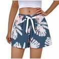 thumbnail image 4 of FAZVAOO Womens Pajama Shorts,Floral Printed Drawstring Elastic Waist Sleep Shorts,7"Inseam, 4 of 5