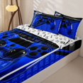 thumbnail image 3 of Erosebridal Urban Tech Game Controller Pattern Zipper Twin Comforter Sets with Fitted Sheet and 2 Pillowcases,Gear Element Print Zipper Bedding Set,Royal Blue Black,Reversible, 3 of 6