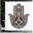 thumbnail image 3 of Ambesonne Hamsa Shower Curtain, Vintage Eye Pattern Oriental, 69"Wx84"L, Coral Blush, 3 of 4