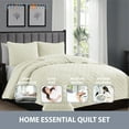 thumbnail image 3 of Swift Home 3PC Reversible Diamond Stitch Soft Quilt & Sham Set, Ivory, King/Cal King, 3 of 6