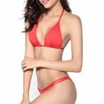 thumbnail image 5 of 1 Set Swimwear Set Solid Color Simple Backless Halter Neck Summer Bathing Suit for Beach, 5 of 7