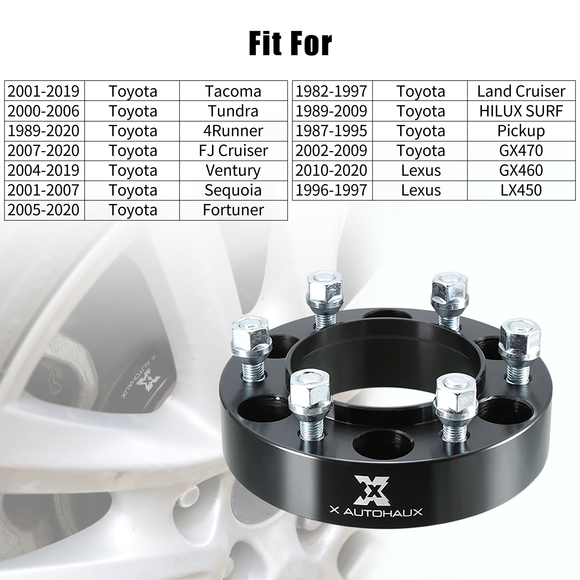 Unique Bargains 4pcs 6x5.5" 1.5" Thickness Wheel Spacer Adapter Black for Lexus for Toyota