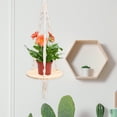thumbnail image 3 of OHOIOLLA Hanging Rope Shelf Beige Wood Cotton Rope Storage Shelf Garden 1Set 25.6x7.9x7.9in, 3 of 6