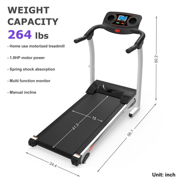 Merax 1200W 2.0HP 3 Manual Incline Electric Exercise Treadmill Folding Motorized Running Machine