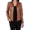 thumbnail image 2 of New Women's Leather Motorcycle Biker Jacket 100% Genuine Soft Lambskin Brown W131, 2 of 4