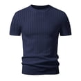 thumbnail image 4 of COSFO Men Tshirts Summer Knit Blue Short Sleeve Shirt Slim Fit Crew Neck Casual Mens T Shirts 3xl, 4 of 5