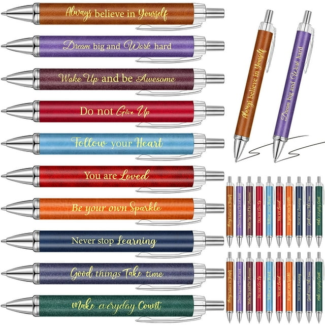 Bolígrafos inspiradores Yeaqee, paquete de 50 unidades, 14 cm, tinta negra