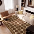 thumbnail image 3 of Toyoso 6'x9' Traditional Lattice Area Rug, Walnut Brown & Cream Large Silicone Indoor Carpet, 0.25" Slim Machine Washable Rug, Non-Slip Stable Floor Cover for Modern Living Room and Apartment, 3 of 9