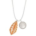 thumbnail image 1 of Delight Jewelry Acrylic Large Leaf Pearly Orange To the World You are a Mother Locket Necklace, 1 of 4