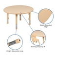thumbnail image 4 of Emma + Oliver 33" Round Natural Plastic Height Adjustable Activity Table - School Table for 4, 4 of 10