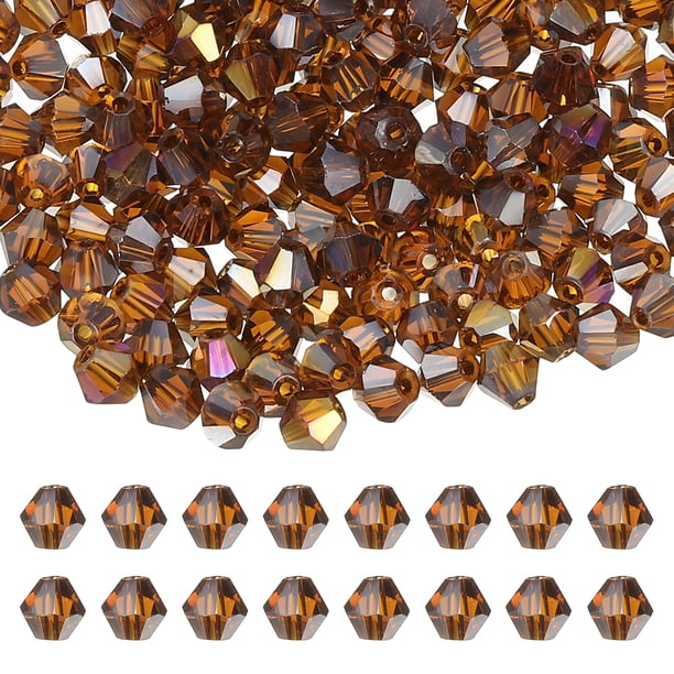 Cuentas de cristal en forma de cono Uxcell de 3 mm, 600 piezas de cuentas facetadas de vidrio para hacer joyas, ámbar