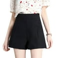 thumbnail image 3 of Minnieouse Primavera Verano cintura alta elegante Color sólido Casual A-line pantalones cortos sueltos pierna ancha traje Delgado señoras Prendas para la parte inferior del cuerpo Negro SG, 3 of 6