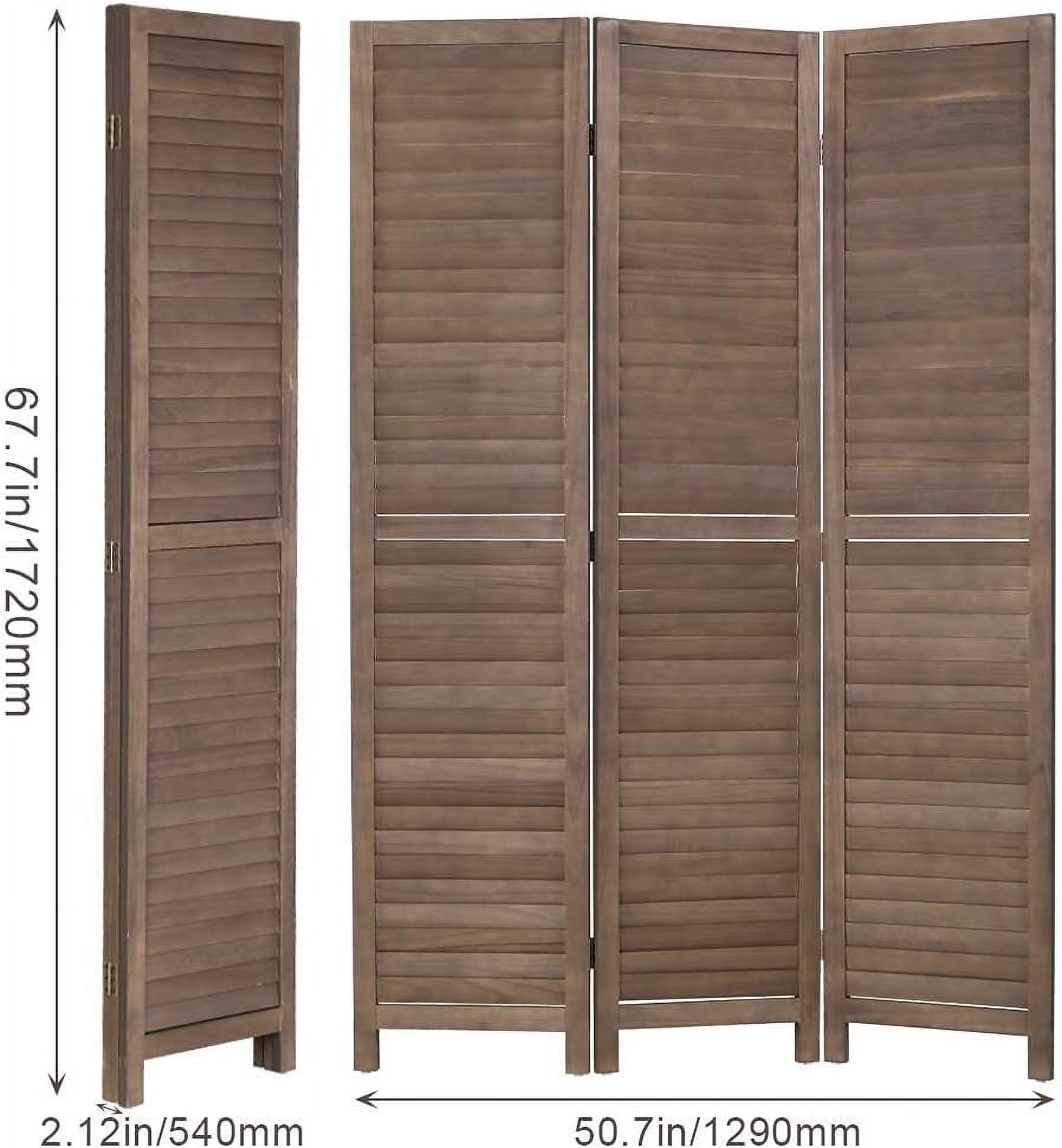 Dkelincs 3 Panel Wood Room Divider 4.3ft Tall Folding Privacy Screen Wall Divider 67"×16" Each Panel Wood Screen, Brown