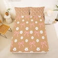 thumbnail image 5 of Erosebridal Cute Bowknot Daisy Full Size Sheets,Cartoon Flowers Blossom Bed Sheets For Girls Kids,Orange White Pink 4pcs, 5 of 6