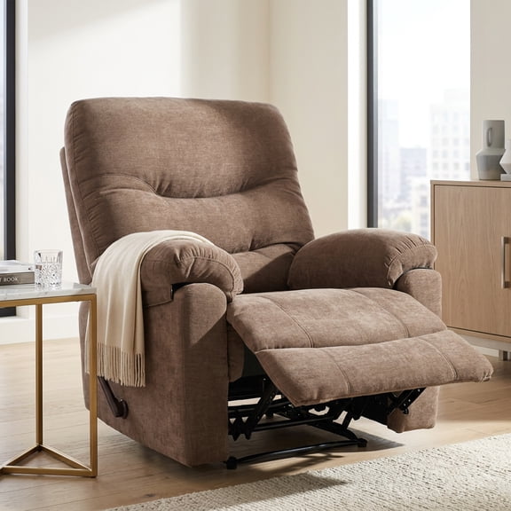 Oversized Big and Tall Recliner Chair, Heavy Duty 400 lbs Chenille Armchair, Brown