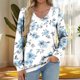 thumbnail image 1 of Heisall Women's Tops Spring Autumn 2025 New Arrival Long Sleeve V-Neck Loose Casual T-shirts with All-over Print Fashion, 1 of 5