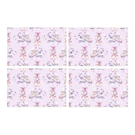 Shoe Table Decorations MKHERT Elegant Watercolor Ballet Shoes Ballerina's Pointe Purple Placemats Table Mats for Dining Room Kitchen Table Decoration 12x18 inch,Set of 4 ()