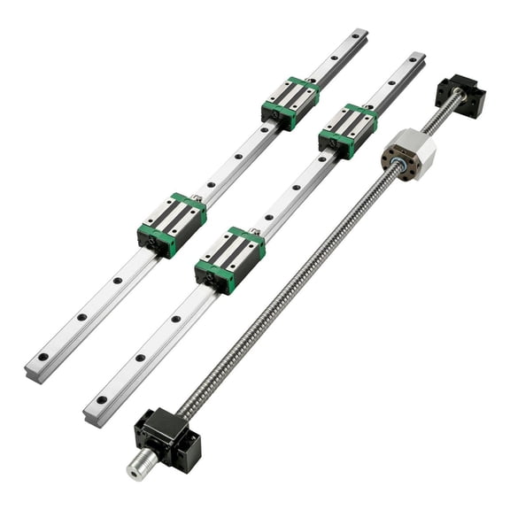 HGR20 Linear Rails & Ballscrew Kit - 1500mm, 2PC HGR20 Guide Rail with RM1605 Ballscrew, BF12/BK12 Mounts for CNC Router Mills Lathes