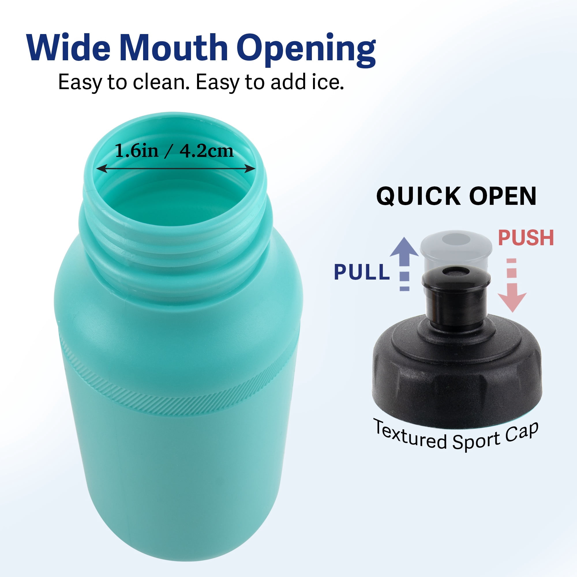 Trail maker Reusable Leakproof Water Bottles, 20 Oz. BPA Free Pull Top Cap & Squeeze for Water & Sports Drinks, 50 Pack