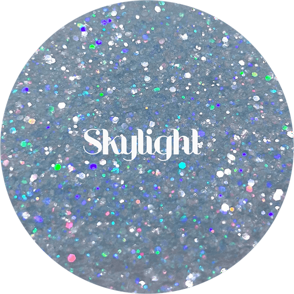Glitter Heart Co. - High Quality Polyester Glitter - Skylight - 2oz Bottle - Holographic Iridescent Blue Mix