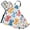 Colorful Watercolor Dogs, variant on Pastel Colors Shells 5 Pcs Kitchen Set Heat Resistant Oven Mitts and Non-Slip Pot Holders with Adjustable Cooking Apron