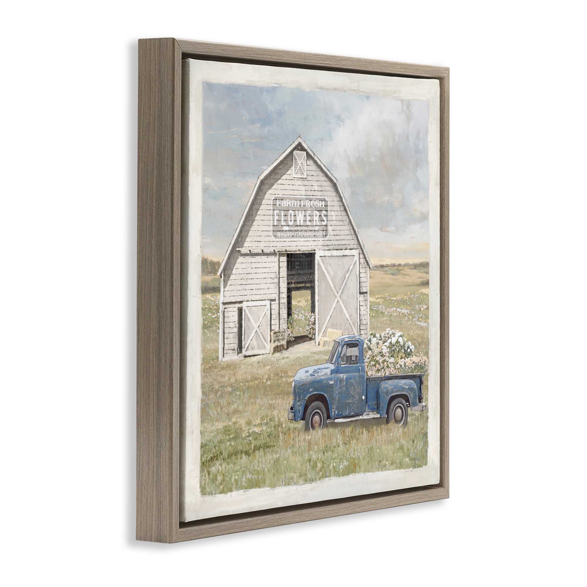 Stupell Industries Rustic Flower Barn Brown Framed Floater Canvas Wall Art, design by Amber Sterling