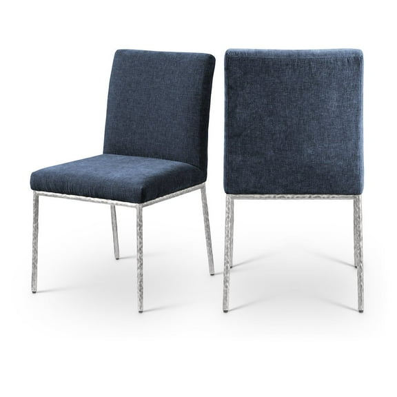 Meridian Furniture Reeves Navy Chenille Fabric Dining Side Chair (Set of 2)