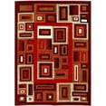 thumbnail image 2 of Handcraft Rugs-Modern Contemporary Brand New Area Rugs-Abstract Carpet with Frame/Boxy/Cube Pattern-Shed free Red/Mocha/Ivory/Black 8x10 feet, 2 of 6