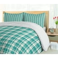 thumbnail image 5 of Ambesonne Teal Stripe Duvet Cover Sets, Plaid Inspired Layout, 2-Queen, Teal Ivory, 5 of 7