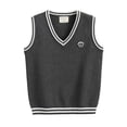 thumbnail image 2 of Mifsaly Boys Girls Knit Sweater Vest Kids V-Neck Sleeveless Pullover Uniform Striped Trim Preppy School Outfits, 2 of 6