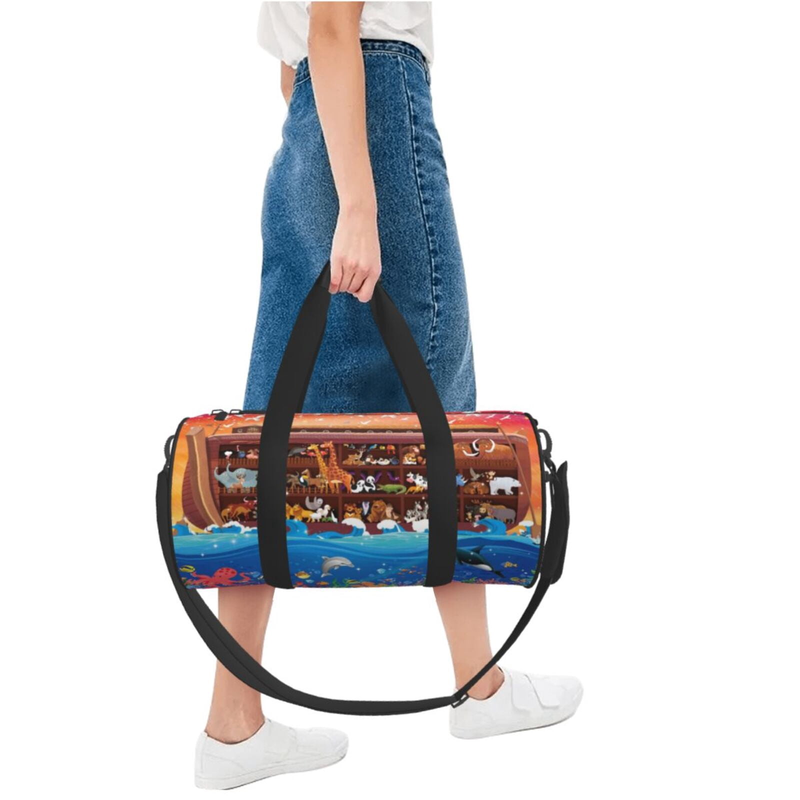 Vsdgher Animals On Noah's Ark2 45L Foldable Duffel Bag, Sports Gym Bag,Overnight Bag, Portable Weekender Bag for Airplanes