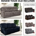 thumbnail image 6 of Recliner Couch Cover Leather Look Recliner Sofa Covers for 3 Cushion Reclining Sofa Slipcovers 8-Pieces Furniture Protector Spandex Fabric Washable (3 Seater, 02 Navy), 6 of 13