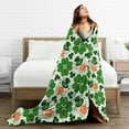 thumbnail image 6 of Soft Cozy Flannel Fleece Blanket for All Seasons St. Patrick''s Day Green Shamrock Lightweight Throw Blanket for Bed/Couch/Sofa/Camping- Green Lucky Shamrocks Irish Clover 50"X40", 6 of 6