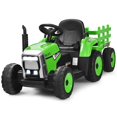 thumbnail image 1 of Pemberly Row 12V Kids Ride On Tractor with Trailer Ground Loader Green, 1 of 8
