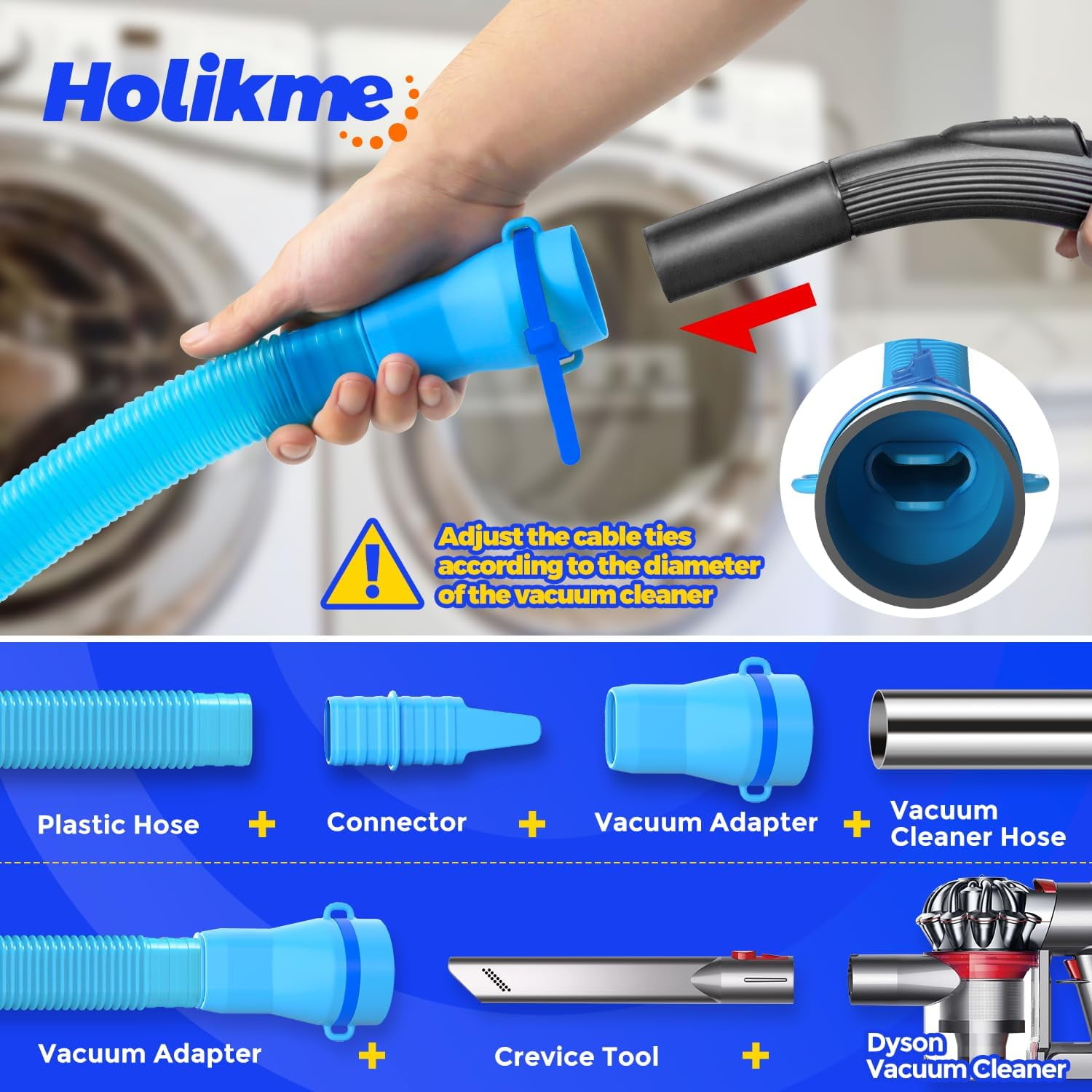 3 Pieces Dryer Vent Cleaner Kit - Dryer Lint Screens Cleaner Brush Part,Dryer Vent Trap Vacuum Brush,Vacuum Hose Attachment,Compatible with Most Vacuum Cleaner,Quickly Lint Removers