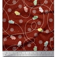 thumbnail image 1 of Soimoi Red Cotton Jersey Fabric Mandala & Gloves Kids Decor Fabric Printed Yard 58 Inch Wide, 1 of 3