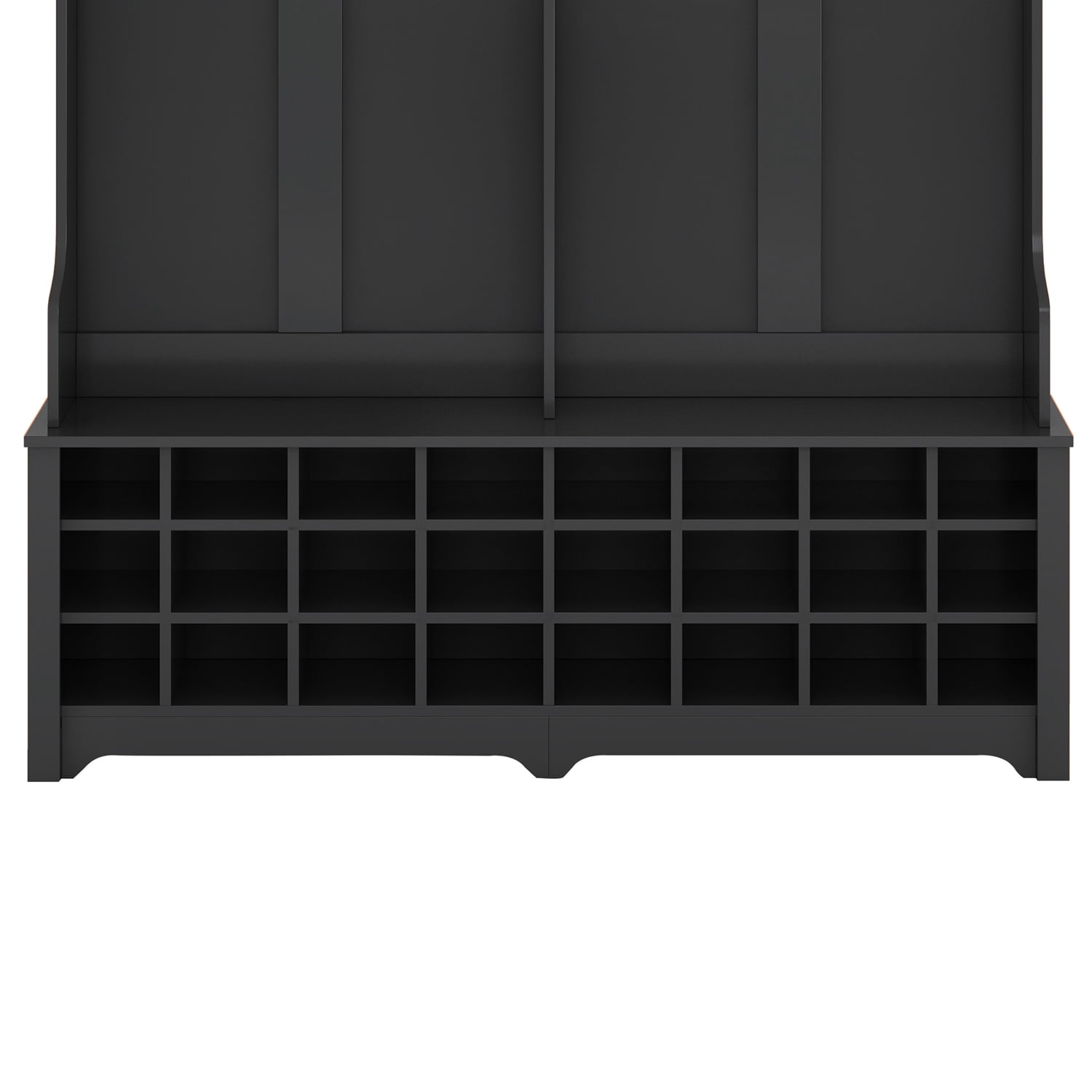 Aukfa 60" Wide Hall Tree with Storage and 24 Shoe Cubbie - Black