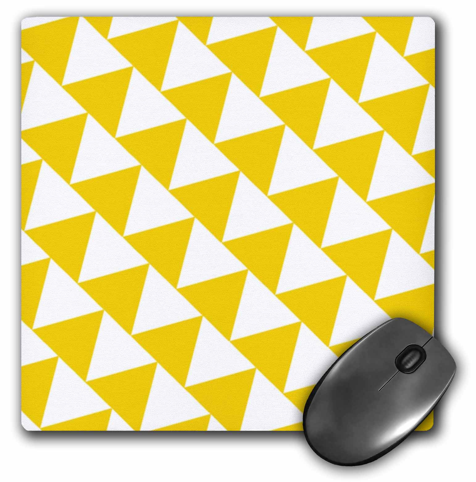 3dRose Triangle pattern - Yellow and white retro diagonal geometric design, Mouse Pad, 8 by 8 inches - image 1 of 1