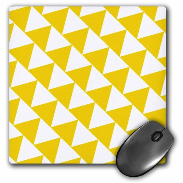3dRose Triangle pattern - Yellow and white retro diagonal geometric design, Mouse Pad, 8 by 8 inches