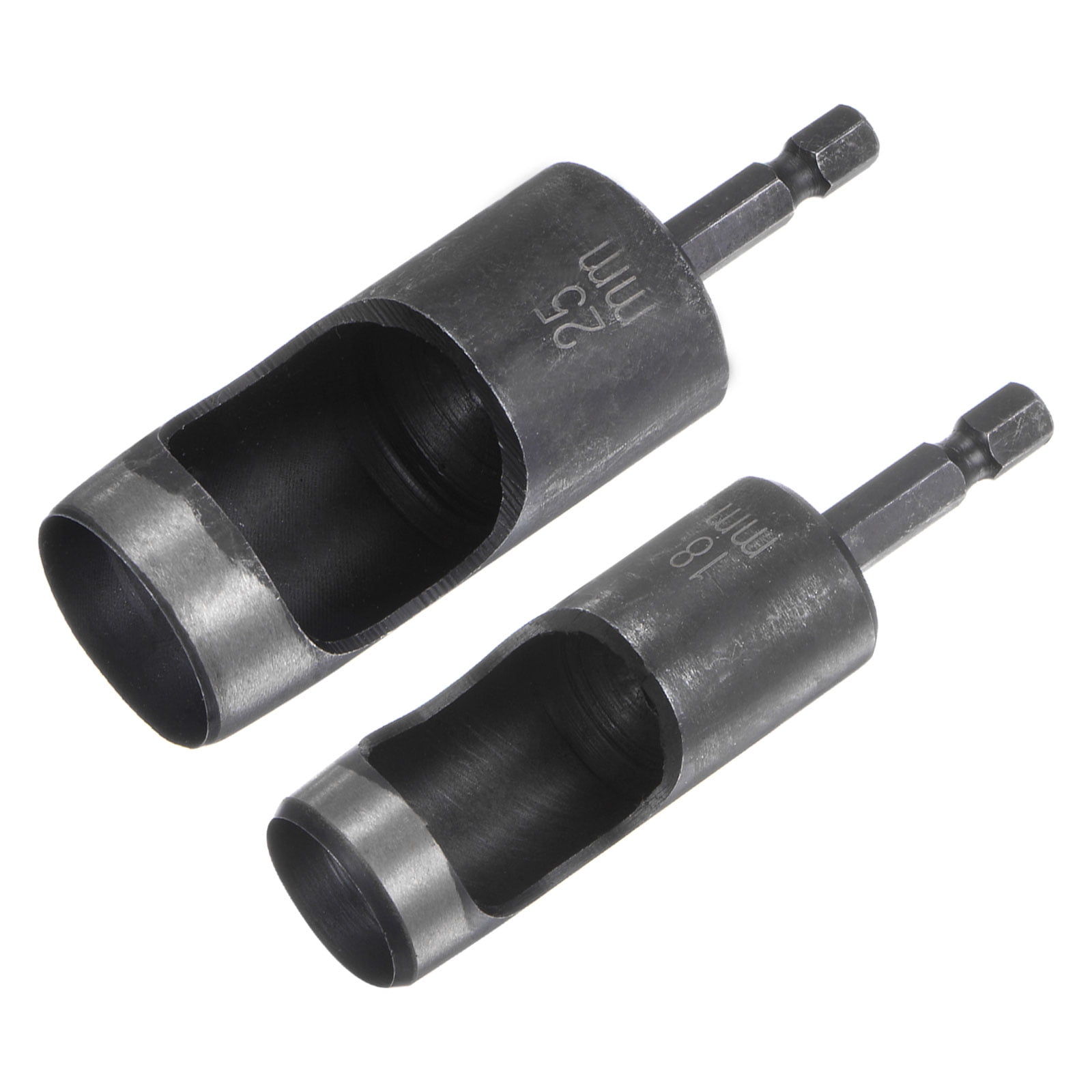 Uxcell 2pack 18mm,25mm Leather Hollow Hole Punch with 1/4" Hex Shank for Drill, Belt Hole Punch Punching Cutter Tool