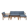 thumbnail image 4 of Churanty Acacia Wood Patio Conversation Set, 4 Pieces Outdoor Sectional Sofa Set with Coffee Table and Removable Cushion for Garden Backyard Patio and Poolside,Gray, 4 of 12