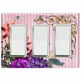 thumbnail image 1 of Metal Light Switch Plate Outlet Cover Elegant Pink Floral Striped Damask FLW075, 1 of 1