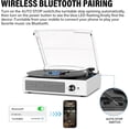 thumbnail image 3 of Vinyl Record Player with 2 Stereo Speakers Belt-Driven Vintage Turntables 3 Speed 3 Size Wireless Bluetooth Playback AUX-in RCA Out Headphone LP Vinyl Players Auto Stop Fashion White, 3 of 14