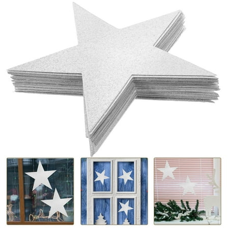 HAMPPLIES Silver Star Shape Paper Cutouts 50 Sheets For Diy Projects 6.0X6.0X0.04In